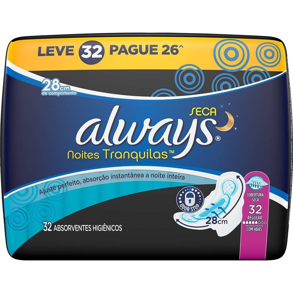 Absorvente Always Noites Tranquilas Seca 32 unidades