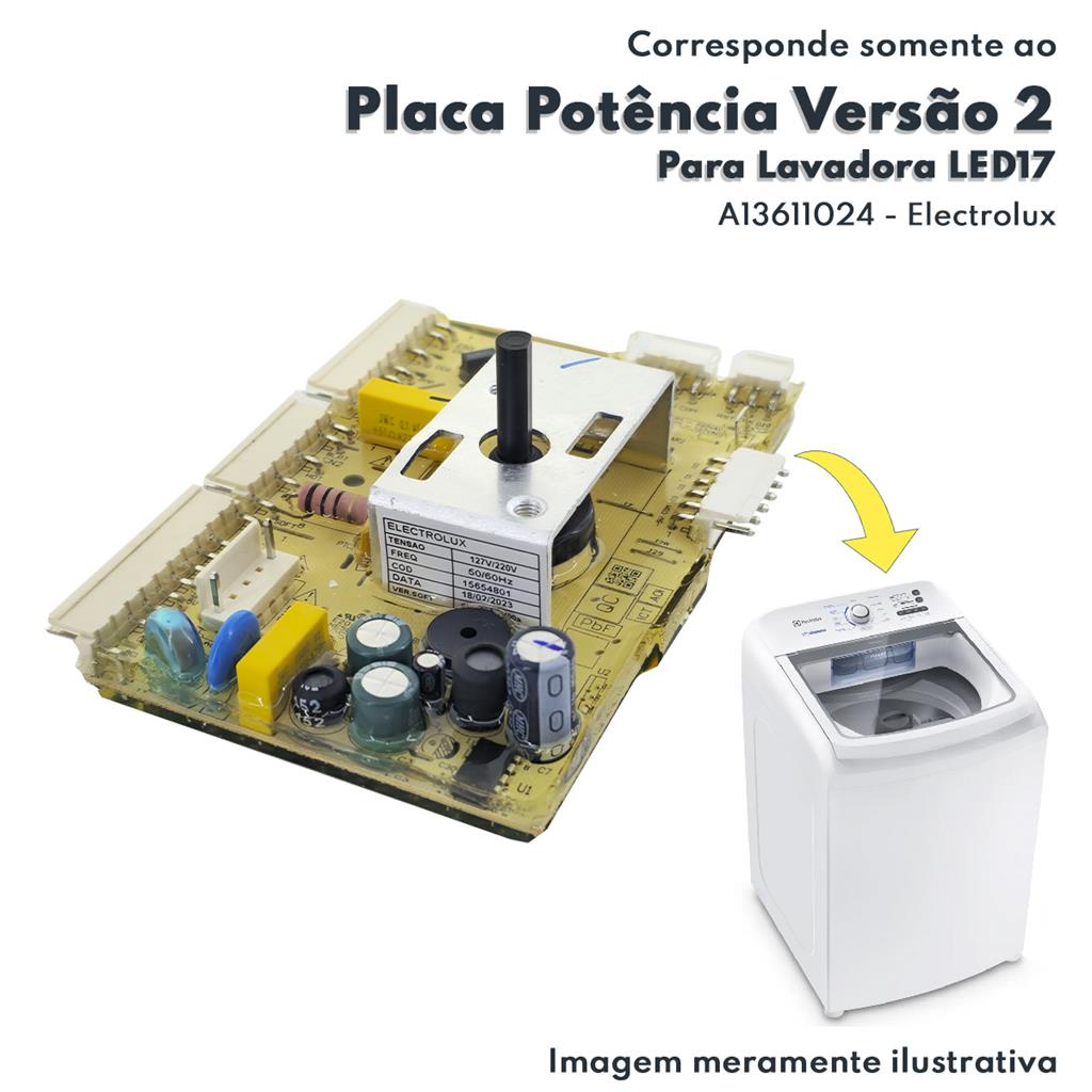 Placa Potencia Eletronica Seletor de Programas Versao 2 Para Lavadora LED 17 Electrolux Original A13611024