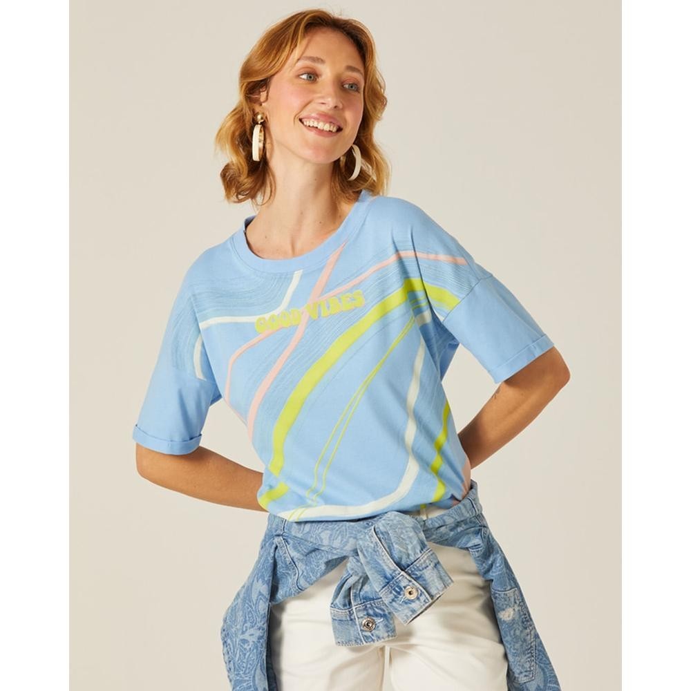 Camiseta Oversized Feminina Good Vibes Em Algodão - Women Clothes
