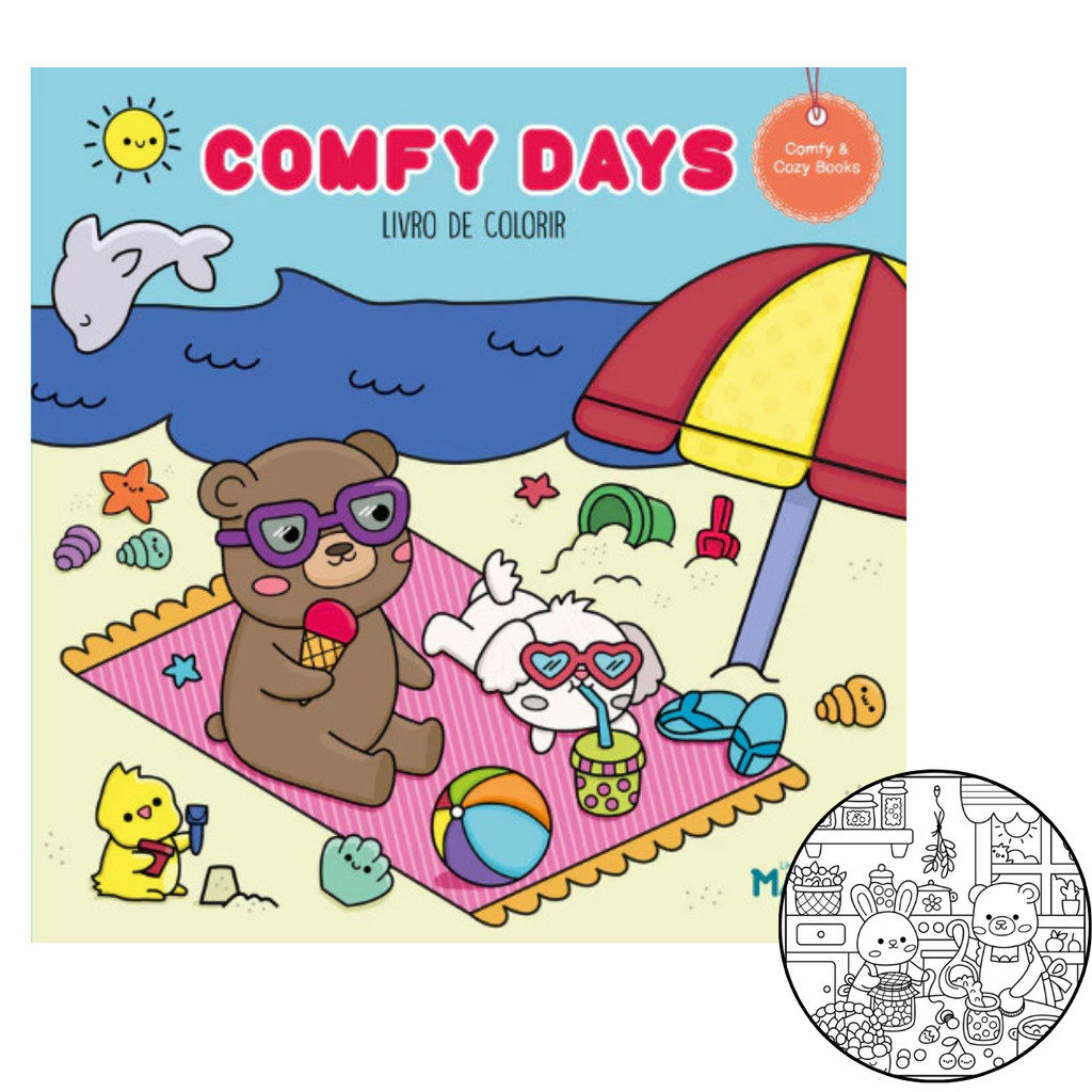Livro de Colorir Comfy Days Alta Gramatura Para Marcadores e Lápis de Cor 24cmx24cm