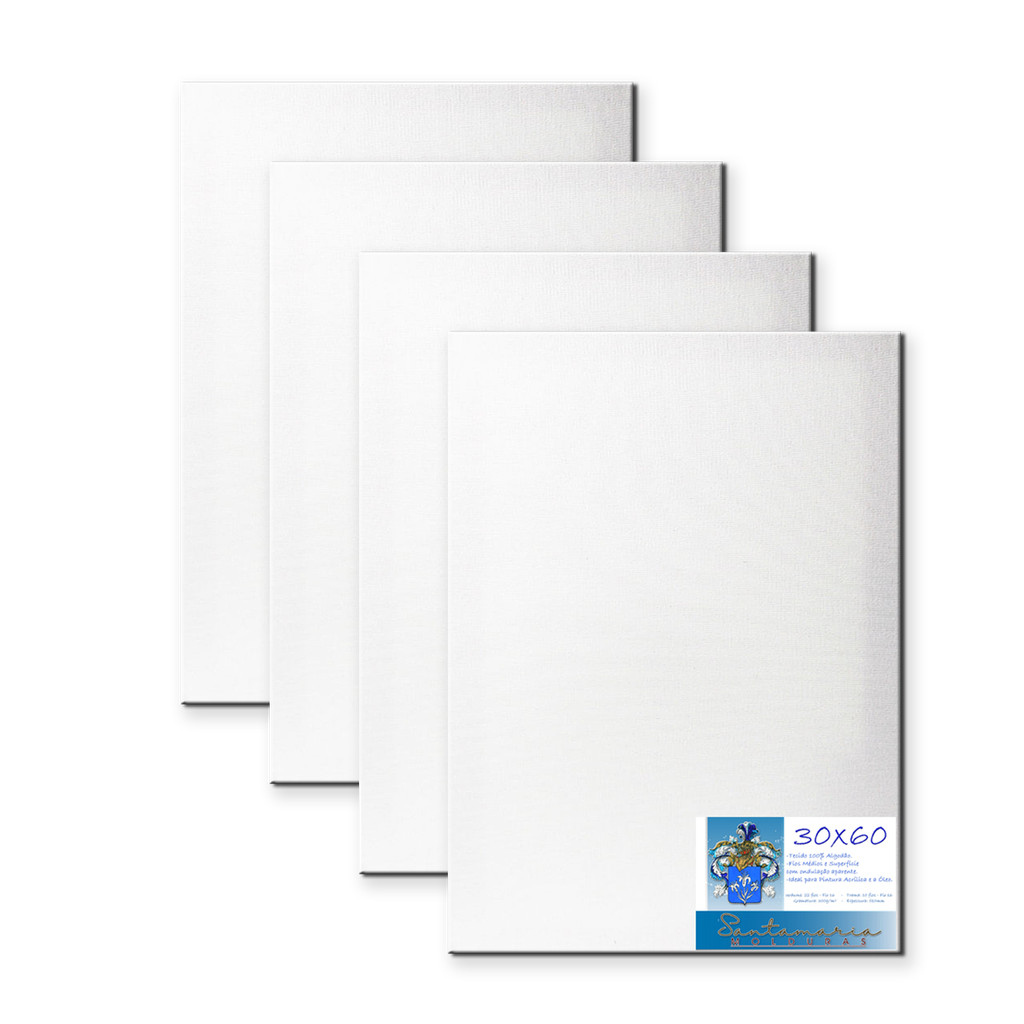 Kit 4 Telas De Pintura 30x60 Pronta Para Uso 100% Algodão