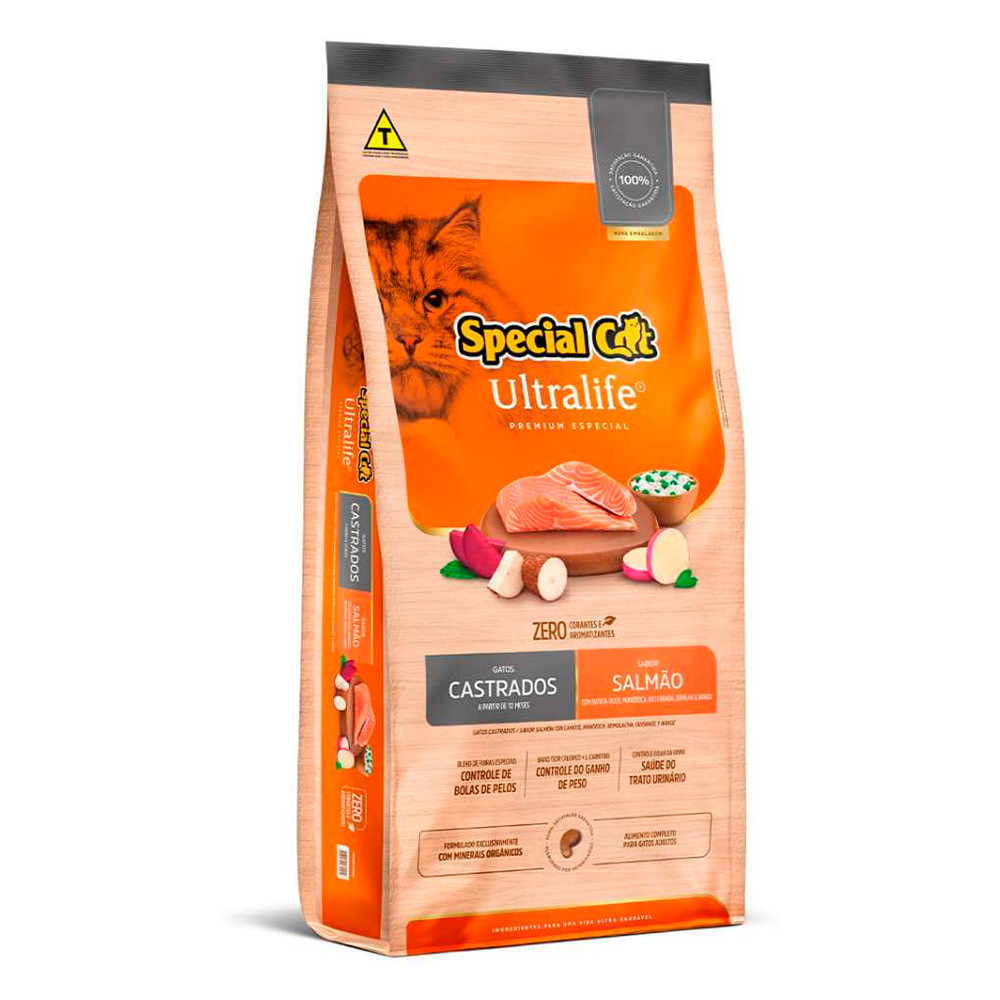 Ração Special Cat Ultralife Para Gatos Adultos Castrados Salmão e Arroz 3kg - Pets