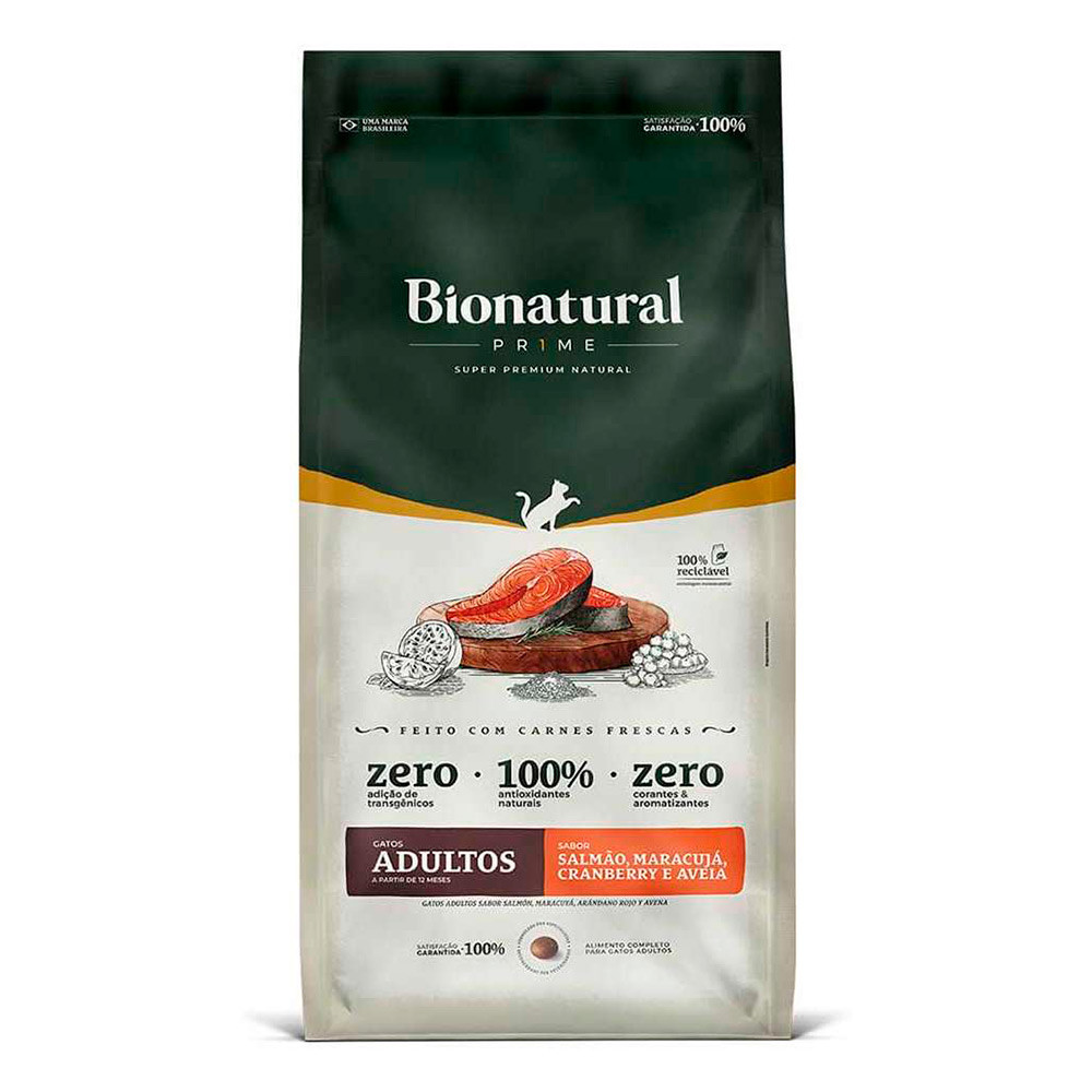 Ração Bionatural Prime Para Gatos Adultos Sabor Salmão 7,5kg em Oferta na Shopee