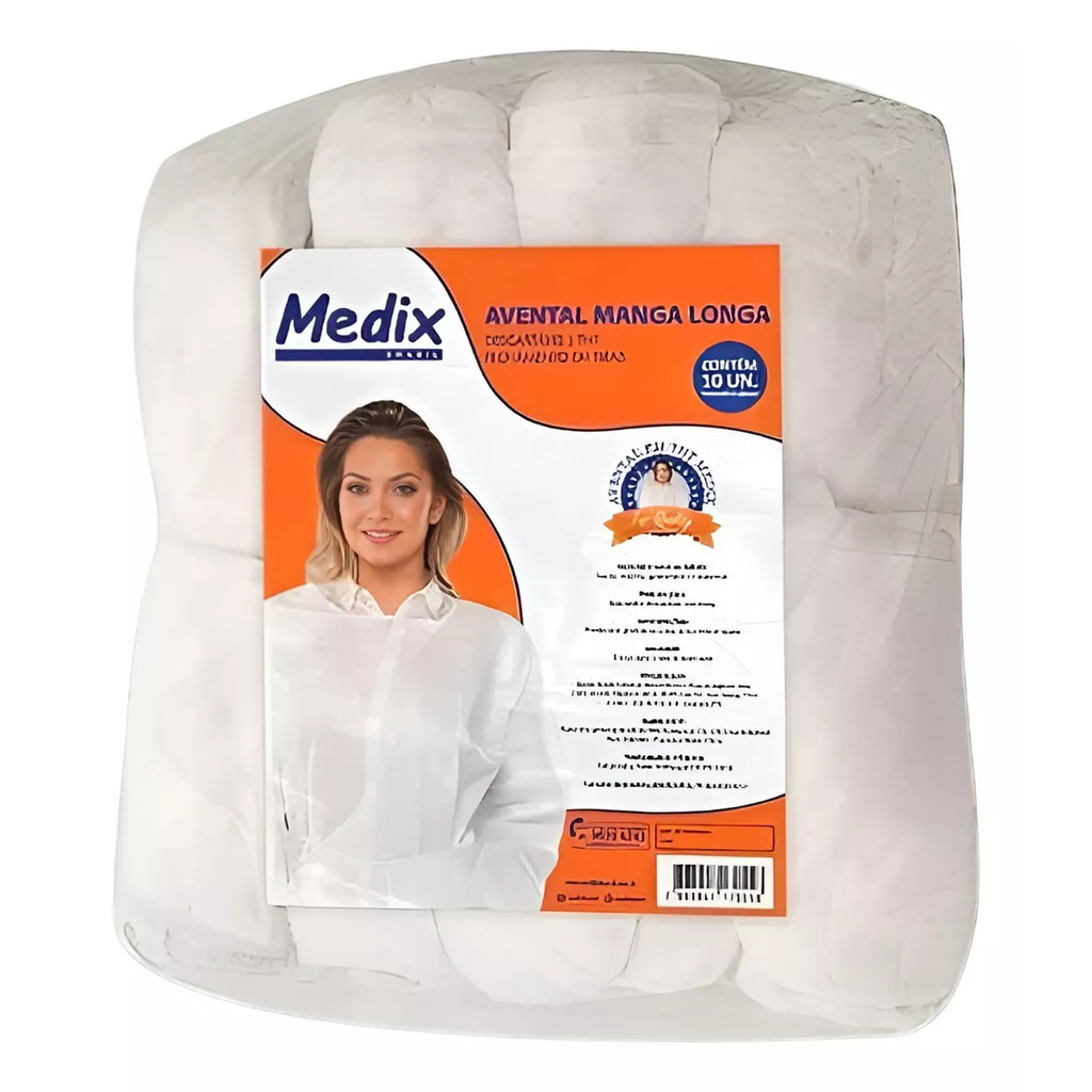 AVENTAL DESCARTÁVEL MANGA LONGA 16G MEDIX - 10 UNIDADES em Oferta na Shopee