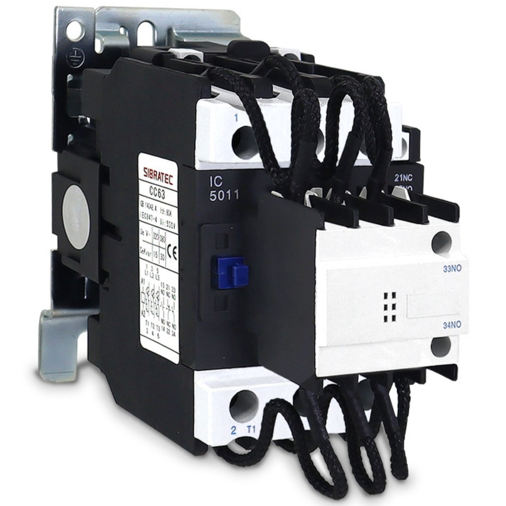 Contator CC63 para Capacitor Bobina 220Vca Suporta até 15kVAr em 220V / 30kVAr em 380V / 30kVAr em 440V
