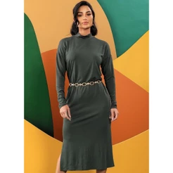 Vestido Em Malha De Viscose Verde Quintess