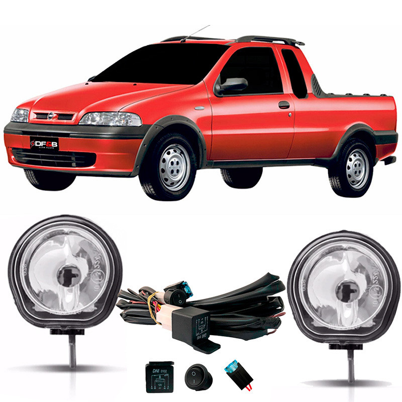 Kit Farol Milha Fiat Strada G2 2001 2002 A 2007 C/botão