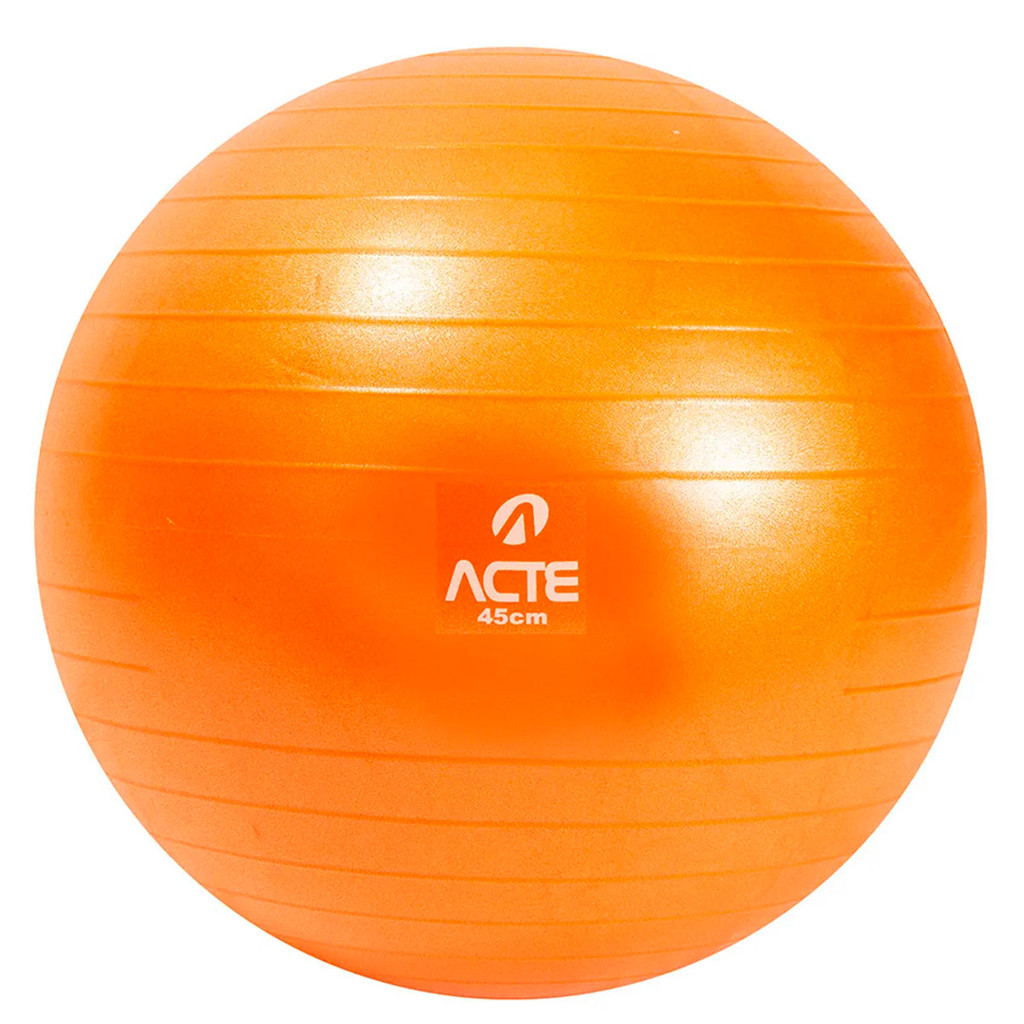 Bola Pilates Yoga Abdominal Ginástica Fitness 45 cm Laranja C/ Bomba Suporta até 250 KG Antiderrapante Acte em Oferta na Shopee