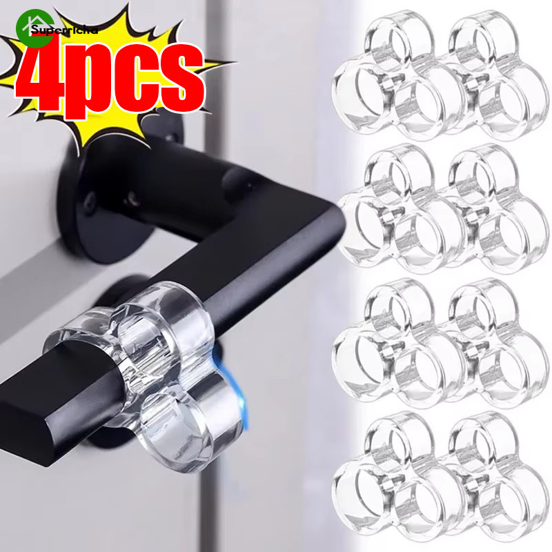 Protetor De Parede Anticolisão De 1-4 Unidades-Almofada De Colisão Para Maçaneta De Porta-Sem Perfurações , Transparente