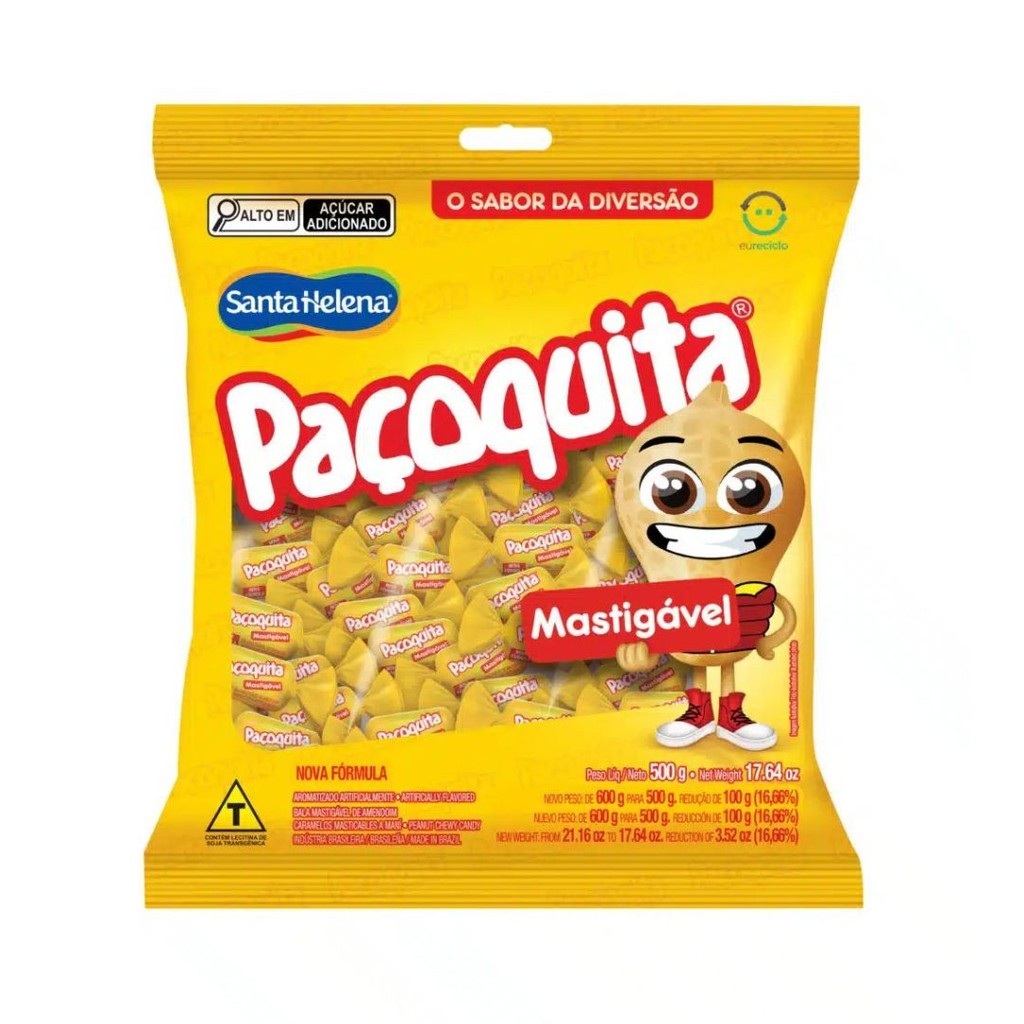 Bala Mastigável Paçoquita Amendoim Santa Helena 500g em Oferta na Shopee