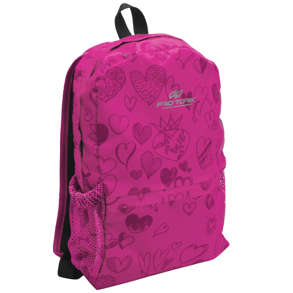 Mochila Bolsa Coração Feminina Adulto Heart Em Nylon Pro Tork Rosa