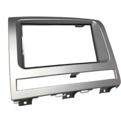 Moldura Central Painel Multimidia Dvd 2 Din Mp5 Prata Abs Embutir Fixado Tela Moderno Radio Som Automotivo