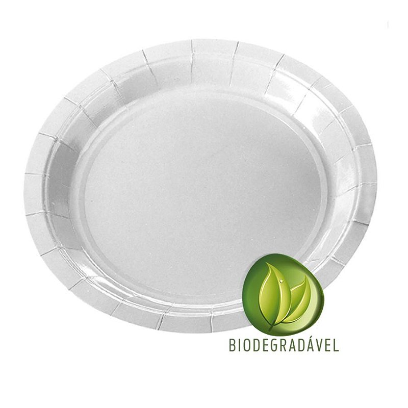 Prato de Papel Biodegradável Branco 18cm - 10 unidades - Silverplastic - Rizzo Embalagens - Home & Living