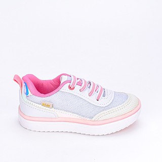 Tênis Casual Infantil Feminino Kidy Menina Happy Branco Rosa