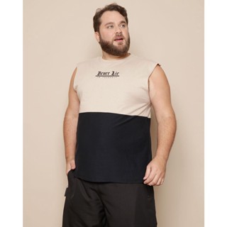 Regata Plus Size Masculina Machão Malha Texturizada Bege