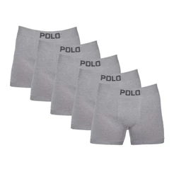 Kit 5 Cuecas Boxer Cotton Polo 781 Algodão Cinza