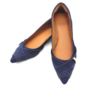 Sapatilha Feminina Rasteirinha Jeans Bico Fino Casual Macia Confortável Dia a Dia Sandália Feminino em Oferta na Shopee