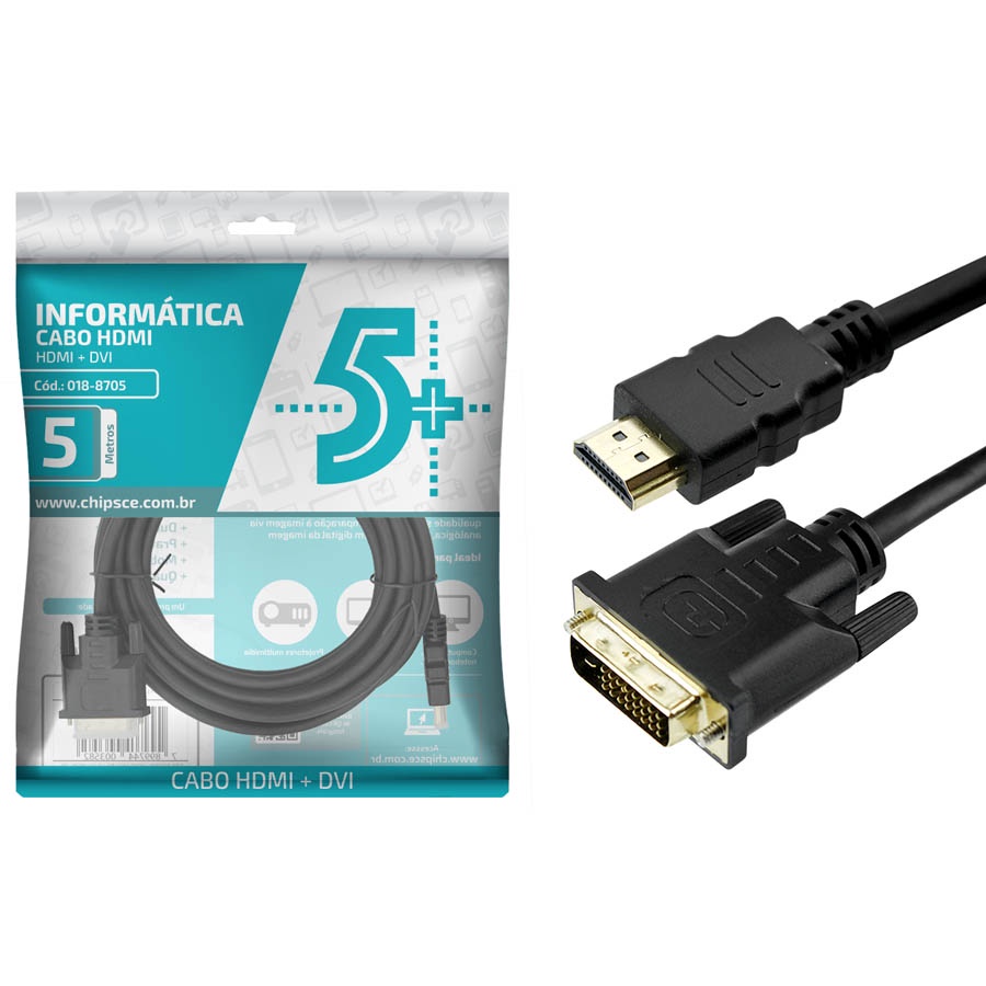 Cabo Hdmi Para Dvi-d 24+1 Alta Qualidade 5 Metros - Original