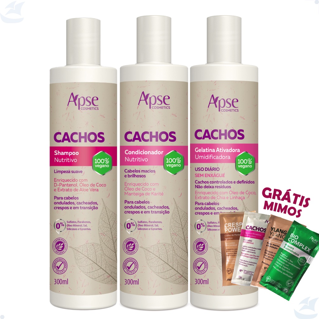 KIT SHAMPOO+COND+GELATINA ATIVADORA CACHOS APSE