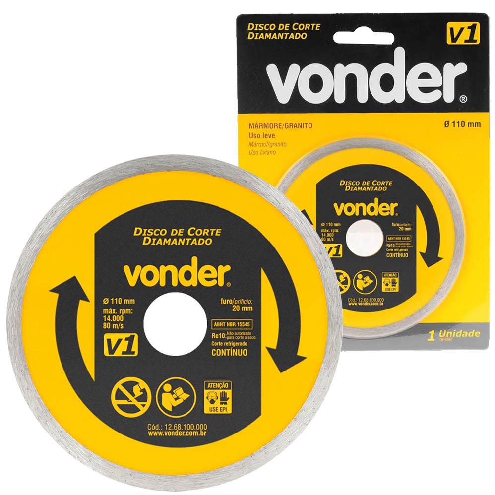 Disco de Corte Diamantado 110x20mm V1 Vonder
