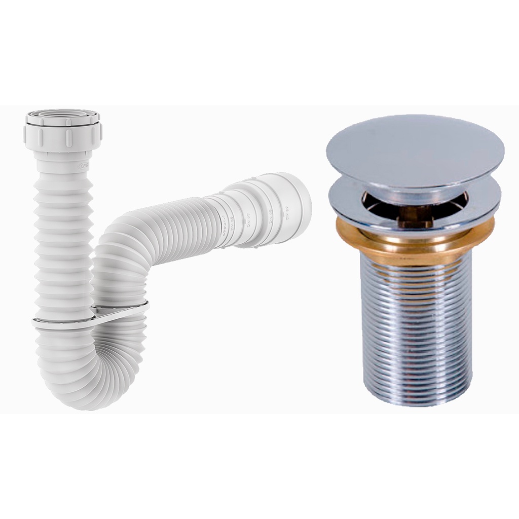 Sifão Branco Com Válvula Metal Para Lavatório Pias Cuba Kit em Oferta na Shopee