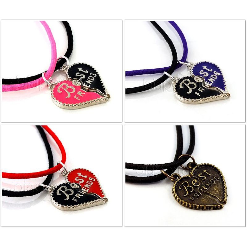 Colar Amizade BFF Cordão Duplo Melhores Amigas Best Friends em Elástico Bijuteria