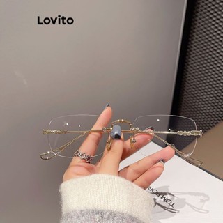 Lovito Óculos Casuais De Metal Liso Para Mulheres LNA32259 (Ouro/Prata)