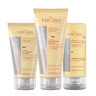 Kit Shampoo 200ml + Condicionador 150ml + Máscara 150ml Blonde Action- Vizcaya