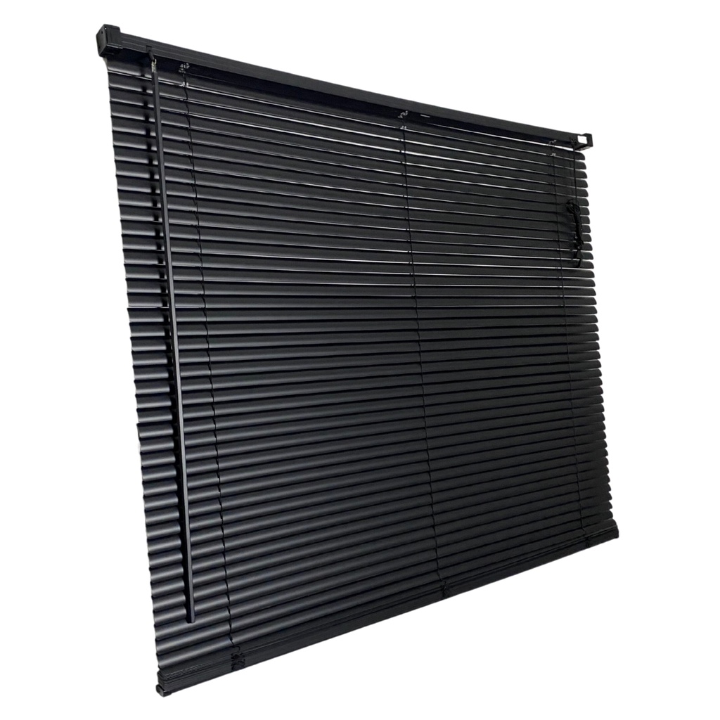 Persiana Horizontal PVC 25mm Preta 100 (L) x 160 (A) cm Cortina C/ Kit de instalação 1,00 (L) x 1,60 (A)