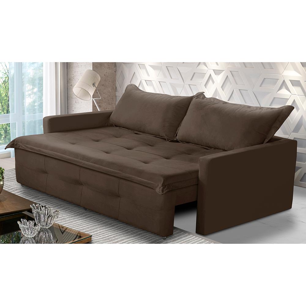 Sofá Sem Caixa Retrátil e Reclinável 2,00m com Molas Maísa Suede Marrom Adonai Estofados em Oferta na Shopee