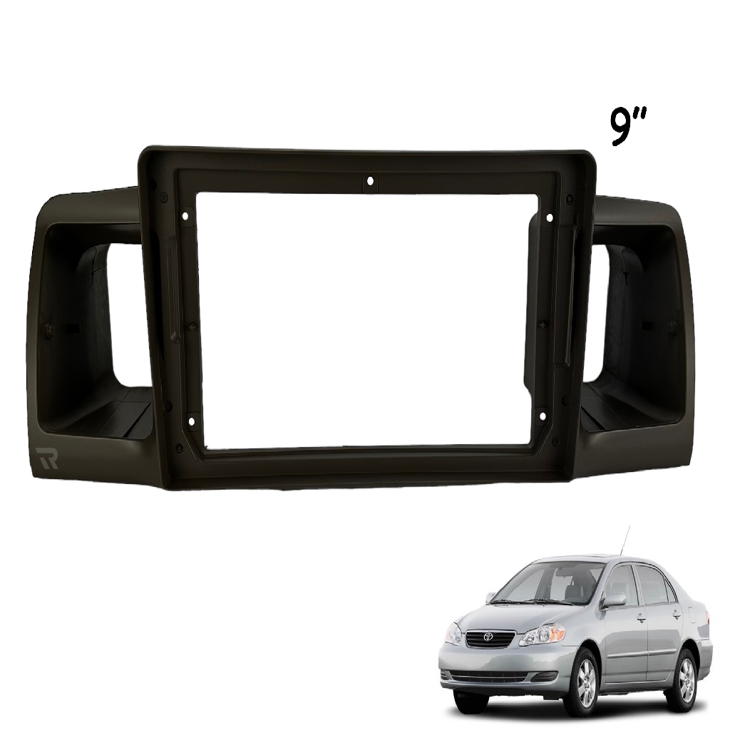 Moldura Painel DVD 2 Din MP5 Central Multimidia 9 Polegadas Toyota Corolla 2003 a 2008