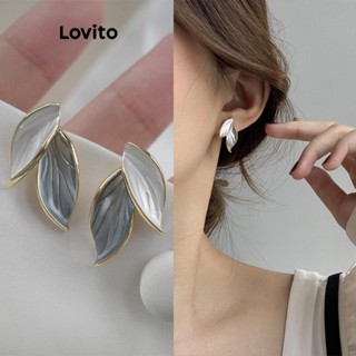 Lovito Brincos Elegantes Em Folha De Prata 925 Com Plantas Elegantes Para Mulheres LFA10469