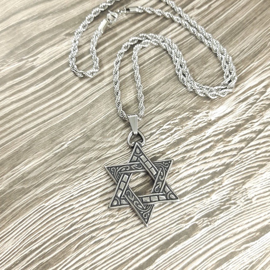 Colar E Pingente Estrela De Davi Hexagrama Seis Pontas Envio já ref011