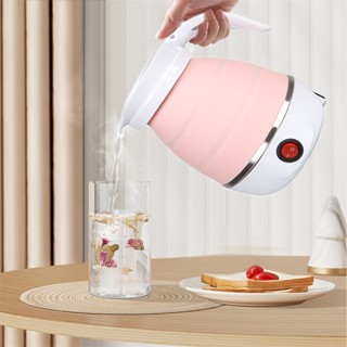 Chaleira Elétrica de Silicone e Aço Inoxidável Portátil Dobrável 600ml 220v Aquecimento Rápido Para Viagem