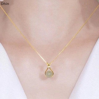 [Dhin] Colar Hetian Jade De Ouro 18K Metal Não Tarnish Moda Feminina Acessórios Jóias COD