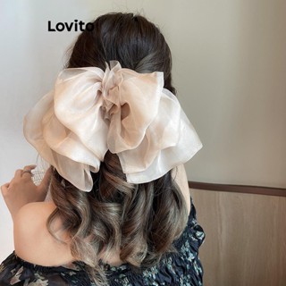 Lovito Clipe Romântico De Primavera De Chiffon Com Laço Liso Grampos De Cabelo De Fada Princesa Para Mulheres LFA11403