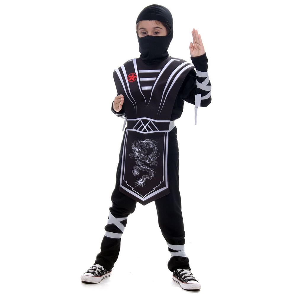 Fantasia Ninja Silver Preto Infantil Com Capuz - Baby & Kids Fashion