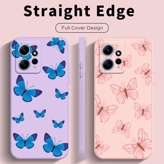 Xiaomi Redmi Note 12 4G Estojo Moda Padrão Borboleta Fofa À Prova De Choque Silicone Fosco Colorido De Telefone Macio Para Note12 Pára-Quadrado Da Tampa Traseira
