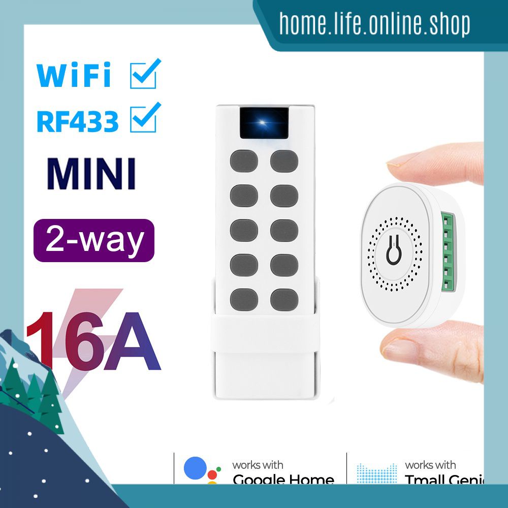 Graffiti WiFi + 433 Switch 16A Smart Double Control Timer Kit De Retroajuste De Controle Remoto De Voz Sem Fio