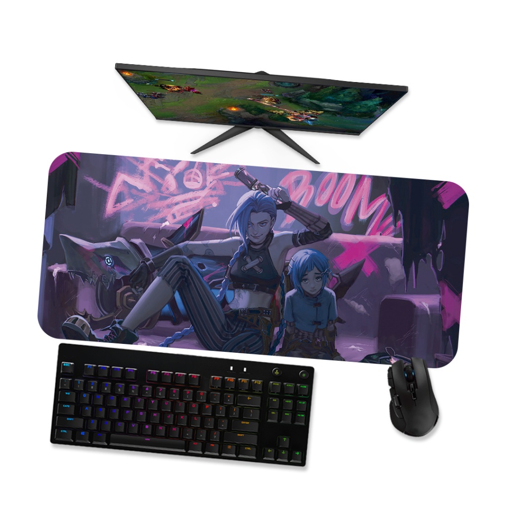 Mouse Pad Gamer Grande  LoL Arcane Jinx 5  LoL 90x40 80x40 60x40 70x30 45x40
