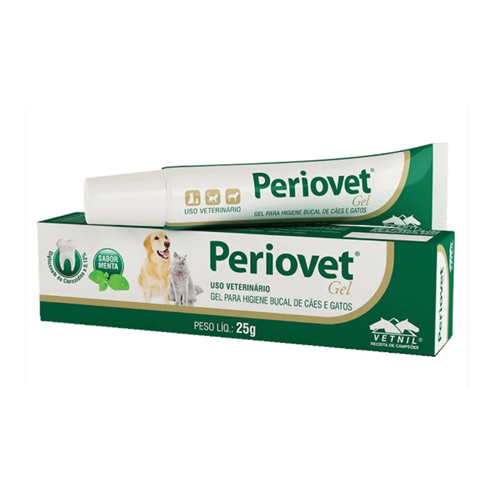 Periovet Gel Pasta Dente Higiene Bucal Cães Gatos Vetnil 25g em Oferta na Shopee