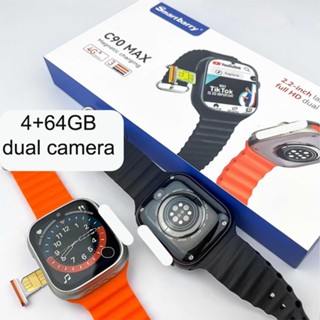 2024 Novo Relógio Inteligente C90 Max Com Slot SIM E Wifi Câmera GPS Vídeo Android Watch 4G Card Chamada Telefônica Ultra 9 Smartwatch À Prova D