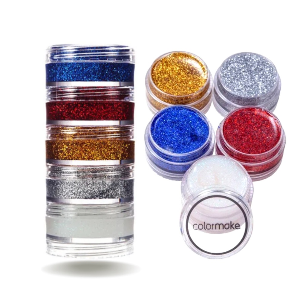 Tinta Glitter 5 Cores Colormake Pintura Facial e Corporal Secagem Rapida em Oferta na Shopee