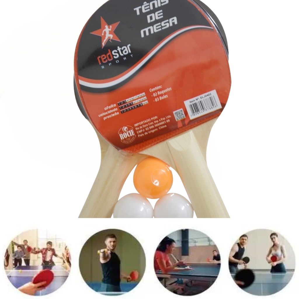 Kit 2 Raquete Tenis De Mesa Ping Pong 3 Bolinha Profissional