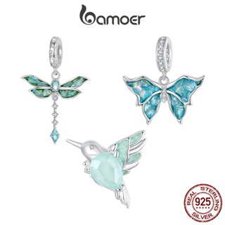 Bamoer 925 Sterling Sliver Charme De Fita De Beija-Flor Verde Borboleta Libélula Série De Acessórios Para Pulseira em Oferta na Shopee