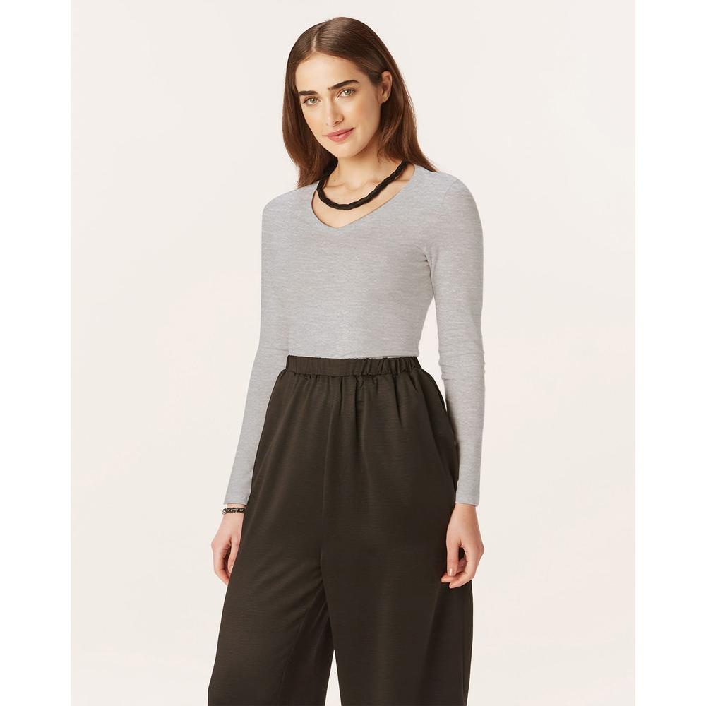 Blusa Básica Feminina Manga Longa Em Cotton Light