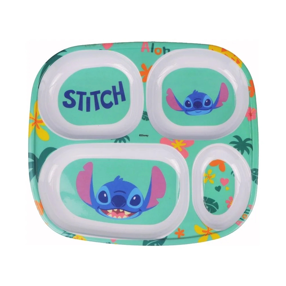 Prato Divisória Infantil Disney Stitch Melamine 24,5cm - Mom & Baby