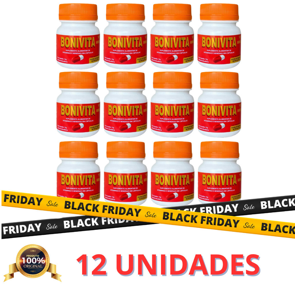 Kit com 12 Bonivita Suplemento Alimentar Multivitamínico Original  - 30 Capsulas - 100% Natural