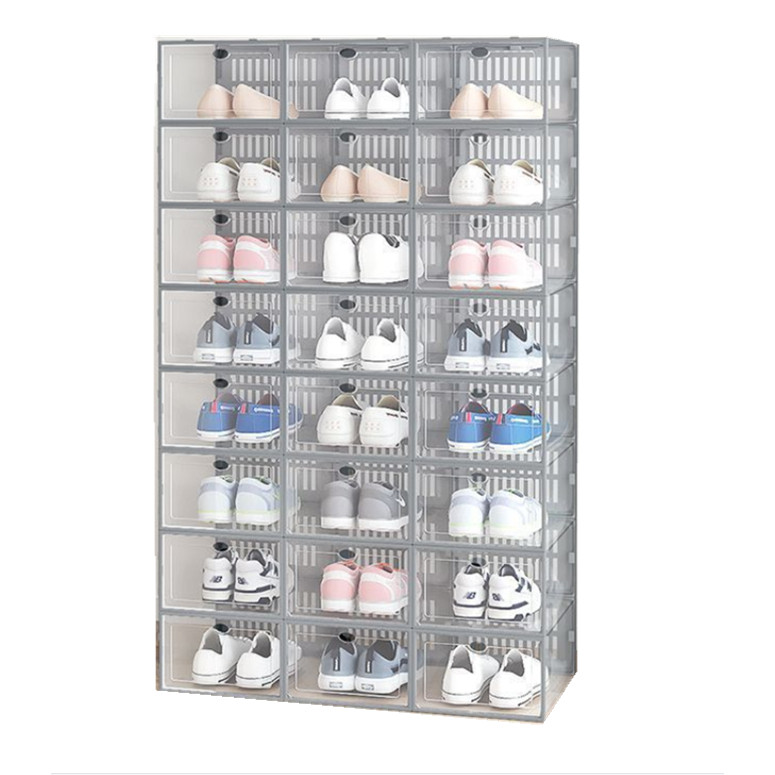 Kit 6un 10un Caixa Organizadora Para Tênis Sapatos Multiuso Feminino Masculino Empilhável Tampa Flip