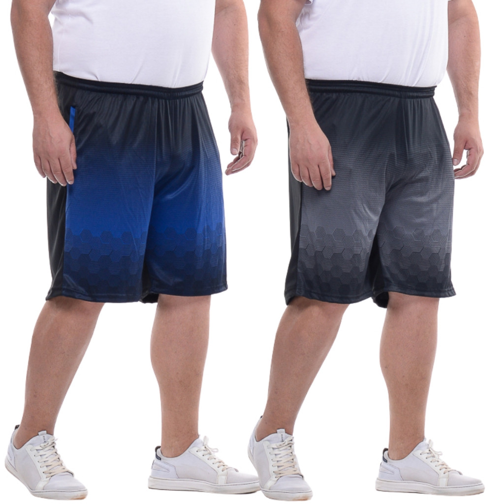 Kit 02 Bermudas Masculina Plus Size Elastano Premiu Esporte Academia Casual G1 G2 G3
